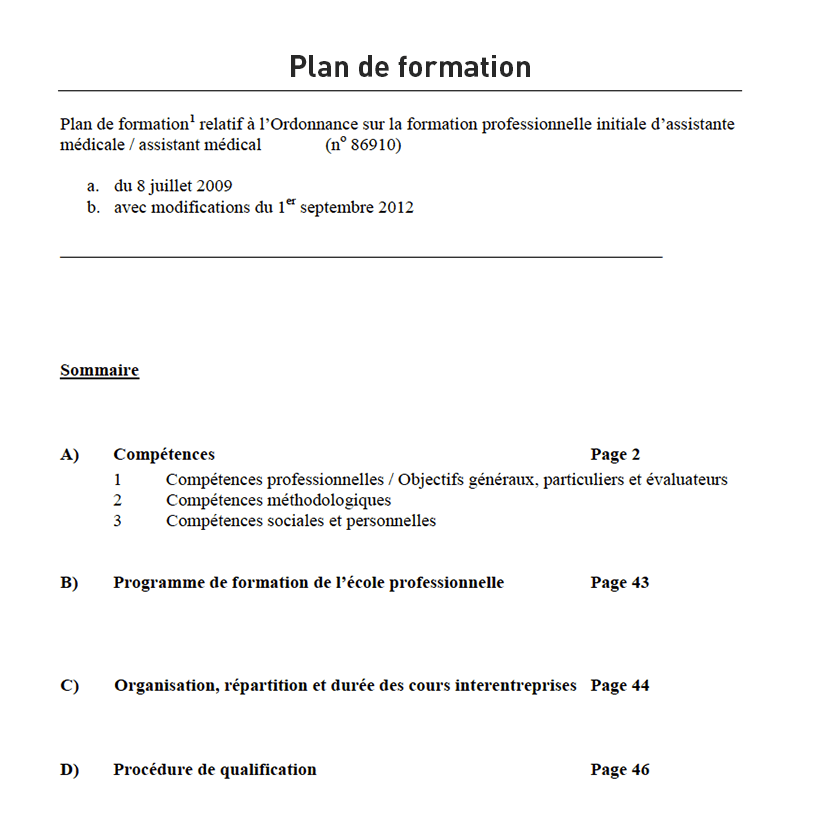 Plan de formation