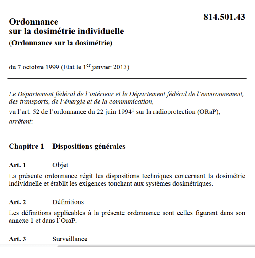 Ordonnance sur la dosimétrie