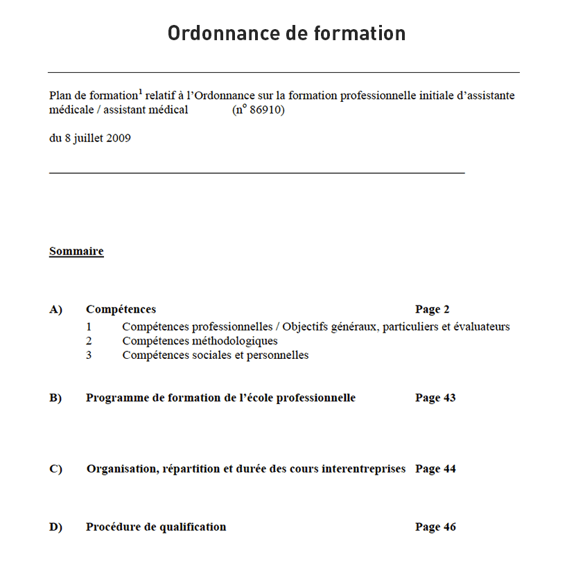 Ordonnance de formation