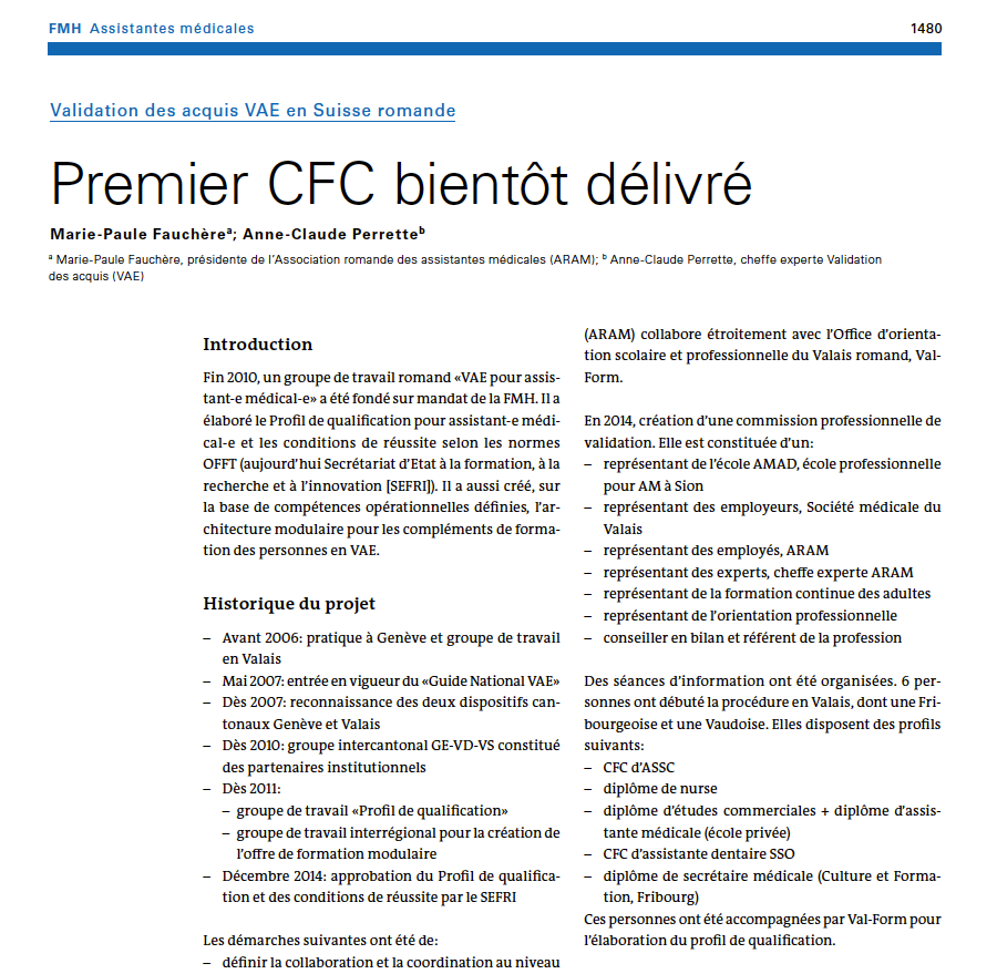 Premier CFC bientôt délivré